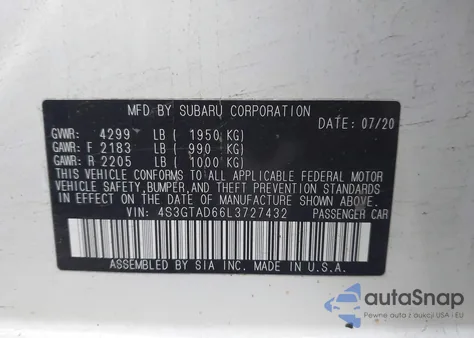 2020 Subaru Impreza Premium 5-Door из США, поврежденный, VIN 4S3GTAD66L3727432